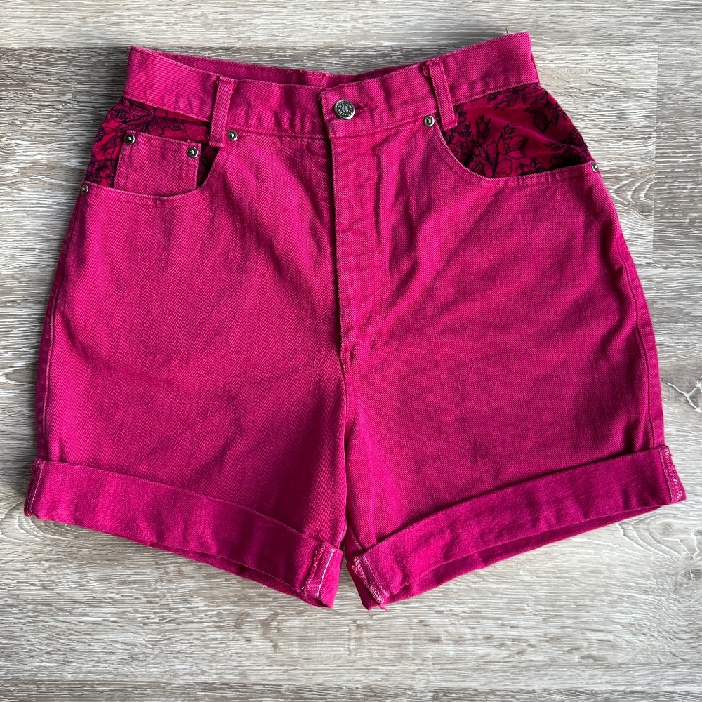 Amazing Pink Vintage 90s Denim Velvet Shorts
